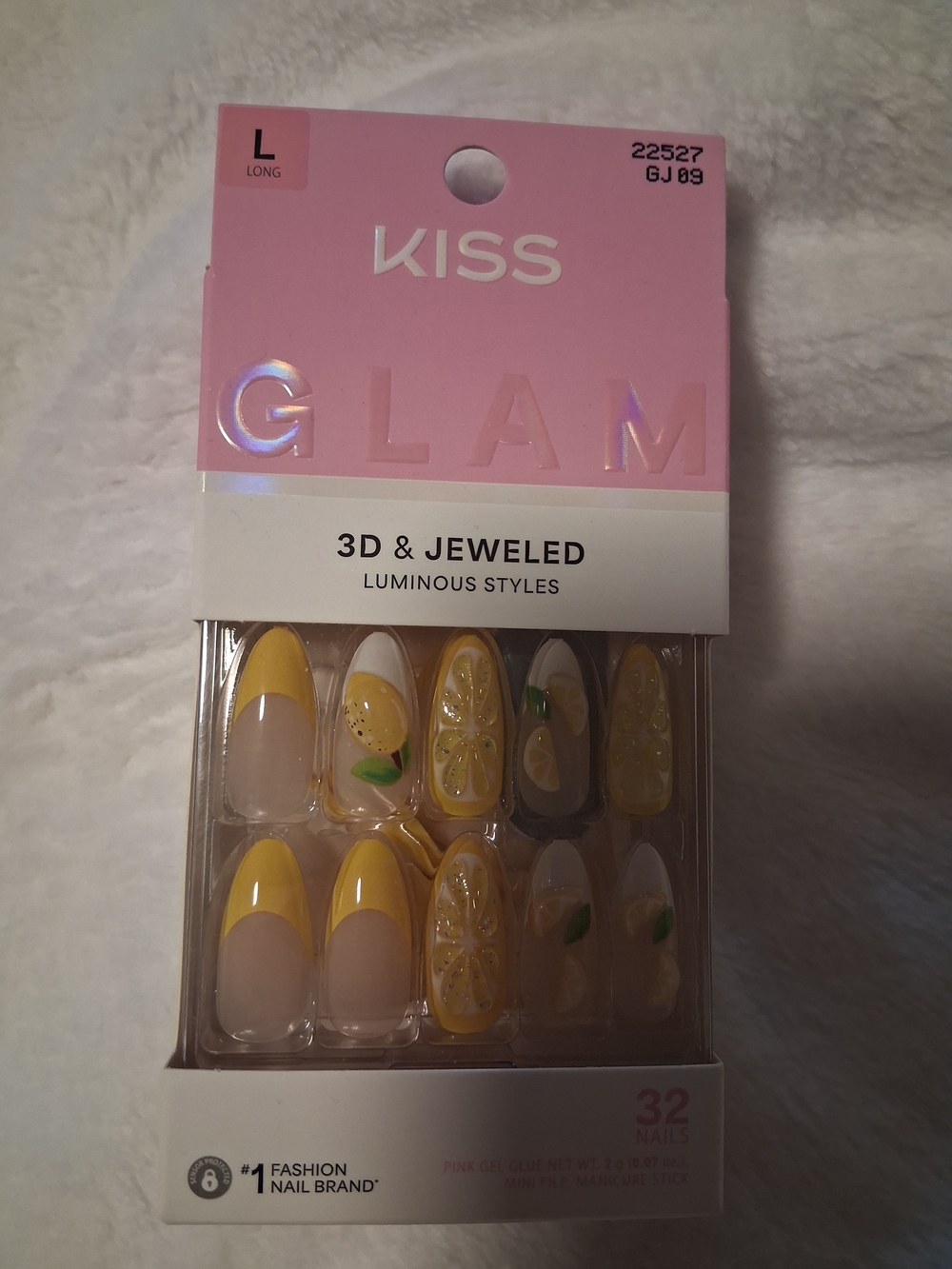 KISS Glam 3D & Jeweled Lemon Press-On Nails - Yellow